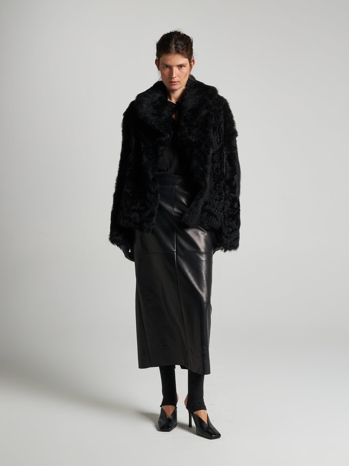 GIACCA IN SHEARLING - BLACK