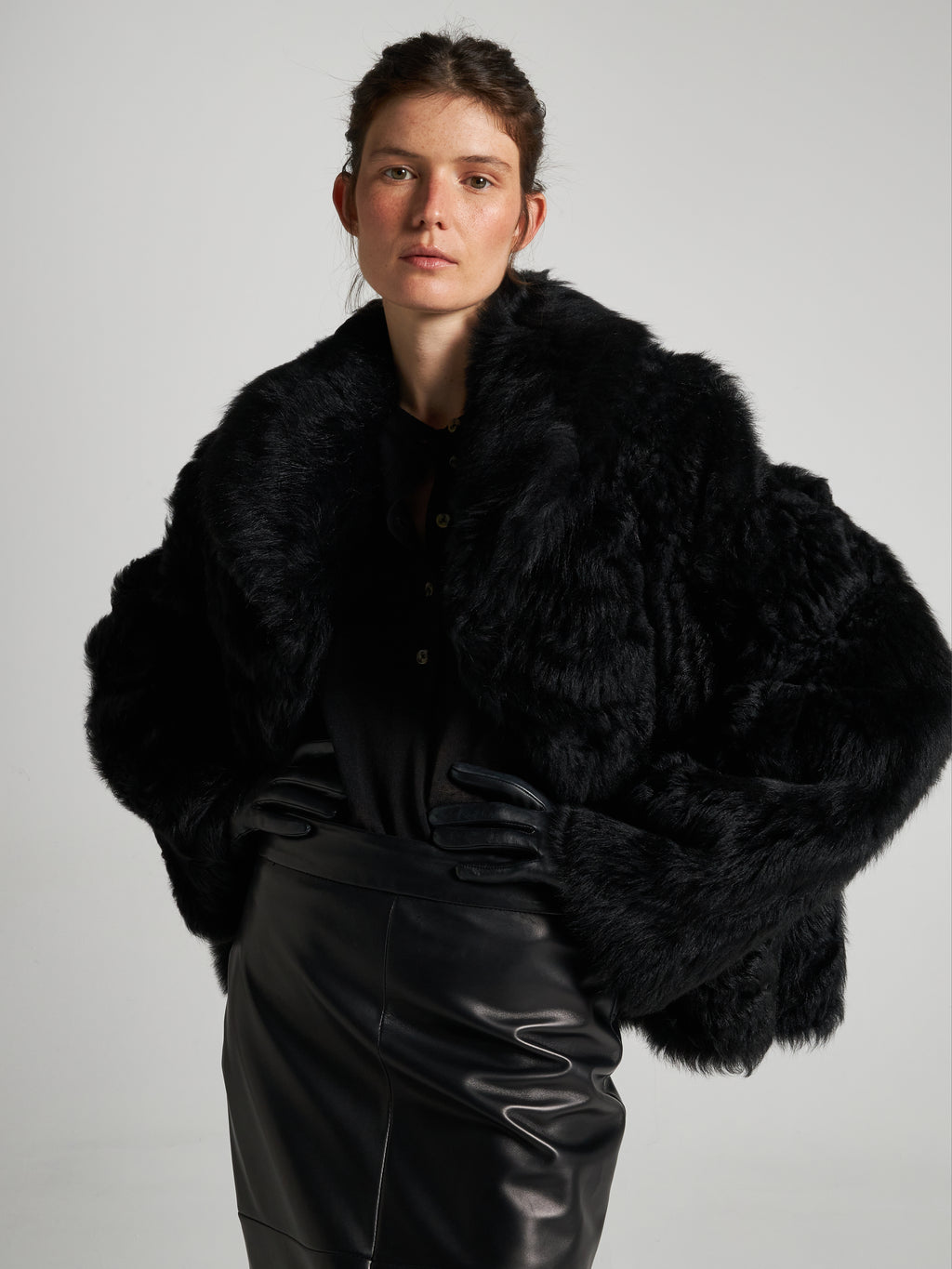 GIACCA IN SHEARLING - BLACK