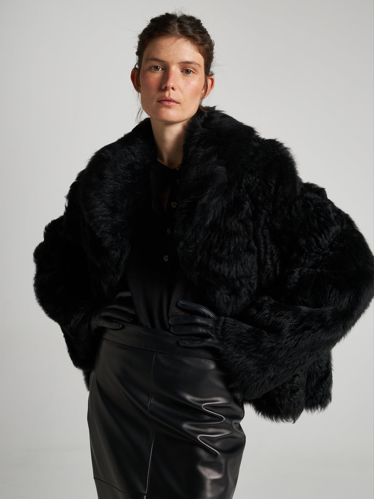 GIACCA IN SHEARLING - BLACK