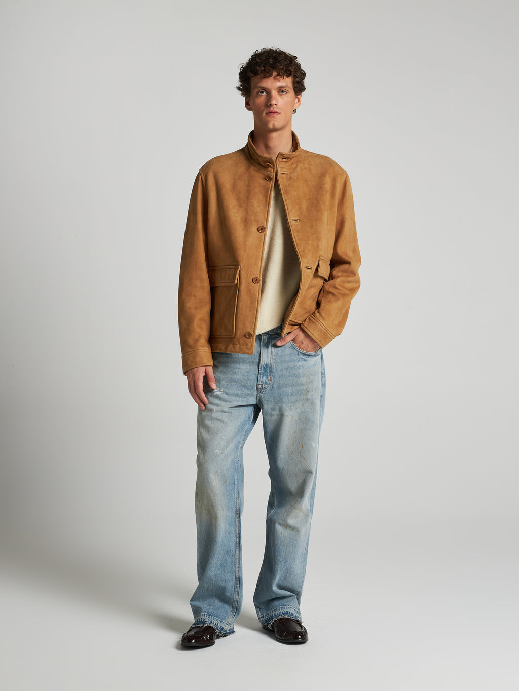 JACKE AUS WILDLEDER - BEIGE