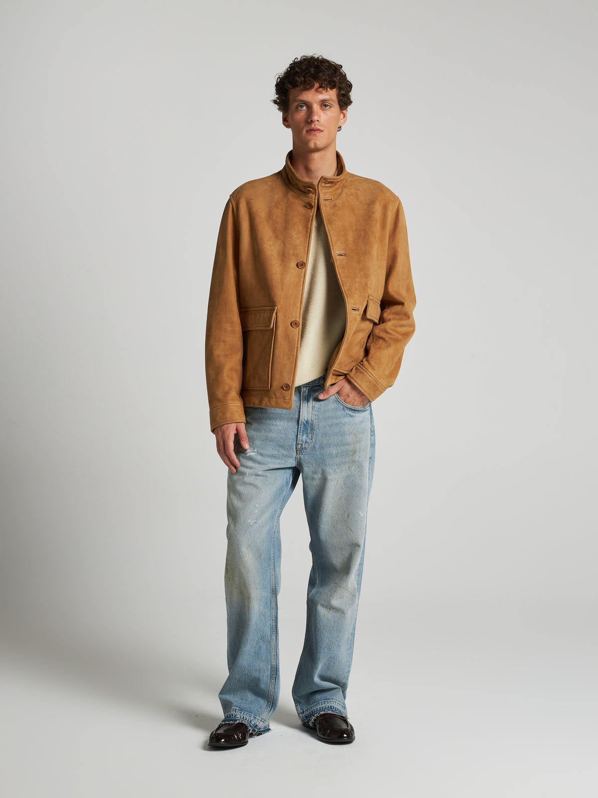 GIACCA IN PELLE SCAMOSCIATA - BEIGE