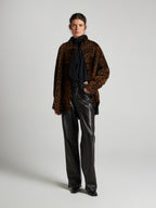 GIACCA IN SHEARLING CON STAMPA ANIMALIER - BROWN