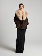 GIACCA DOPPIOPETTO IN PELLE SCAMOSCIATA- BROWN