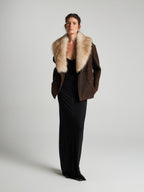 GIACCA DOPPIOPETTO IN PELLE SCAMOSCIATA- BROWN