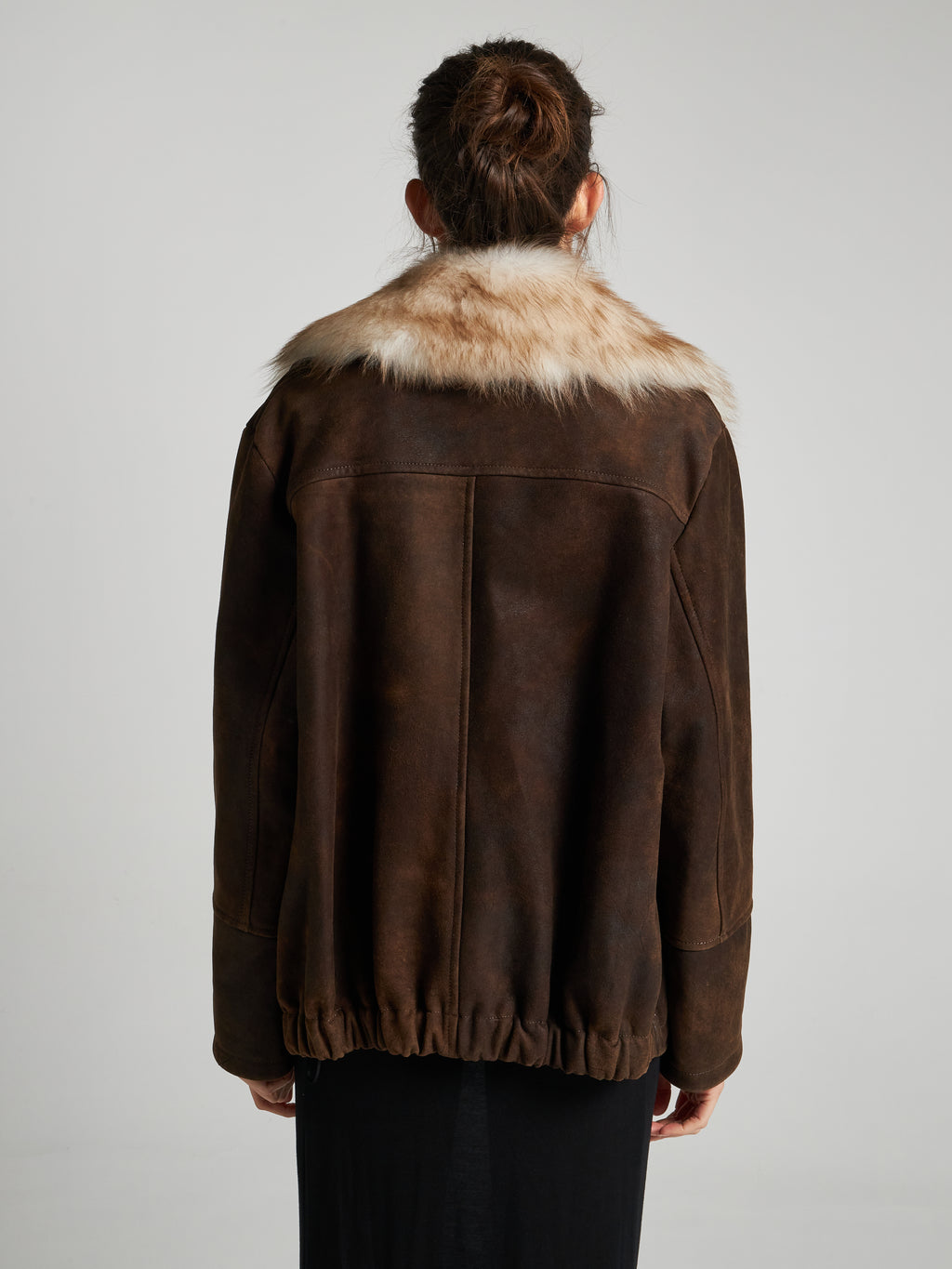 GIACCA DOPPIOPETTO IN PELLE SCAMOSCIATA- BROWN