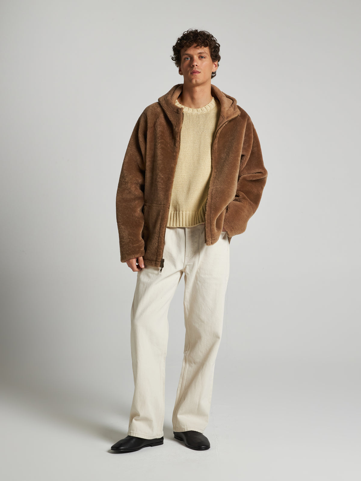 GIACCA IN SHEARLING REVERSIBILE CON CAPPUCCIO - CHOCO
