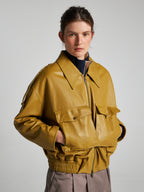 PLONGÉ NAPPA LEATHER BOMBER - OCHRE