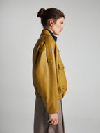 PLONGÉ NAPPA LEATHER BOMBER - OCHRE