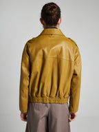 PLONGÉ NAPPA LEATHER BOMBER - OCHRE