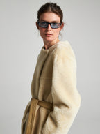 SHEARLING-MANTEL - ELFENBEINFARBEN