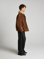 GIACCA IN PELLE SCAMOSCIATA CON COLLETTO IN SHEARLING - TOBACCO