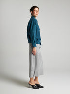 GIACCA IN PELLE SCAMOSCIATA - TEAL