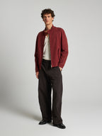 NUBUCK BOMBER JACKET - BORDEAUX