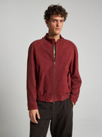 NUBUCK BOMBER JACKET - BORDEAUX