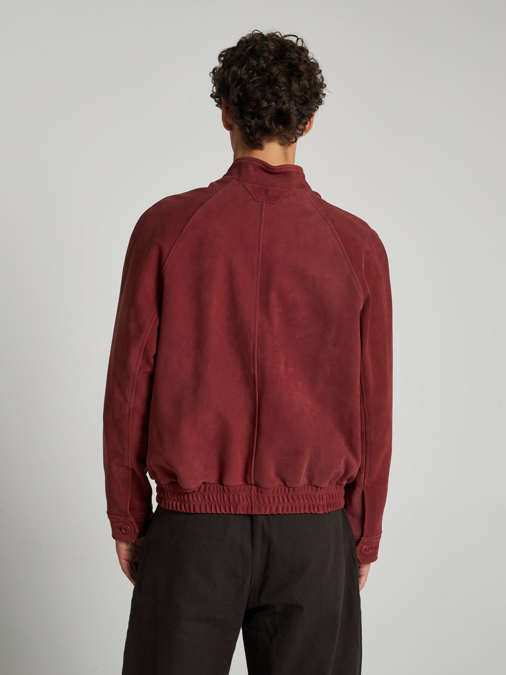 NUBUCK BOMBER JACKET - BORDEAUX