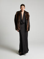 SHEARLING-JACKE IN NERZOPTIK- MAHAGONI