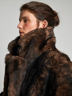 SHEARLING-JACKE IN NERZOPTIK- MAHAGONI