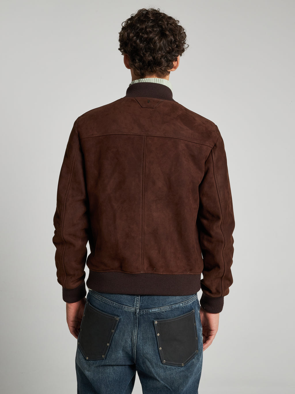 SUEDE LEATHER BOMBER - CHOCOLATE