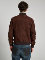 SUEDE LEATHER BOMBER - CHOCOLATE