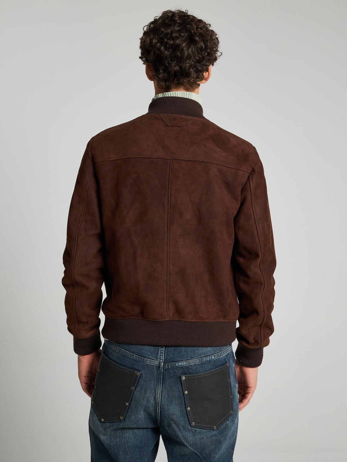 BOMBER IN PELLE SCAMOSCIATA - CHOCOLATE
