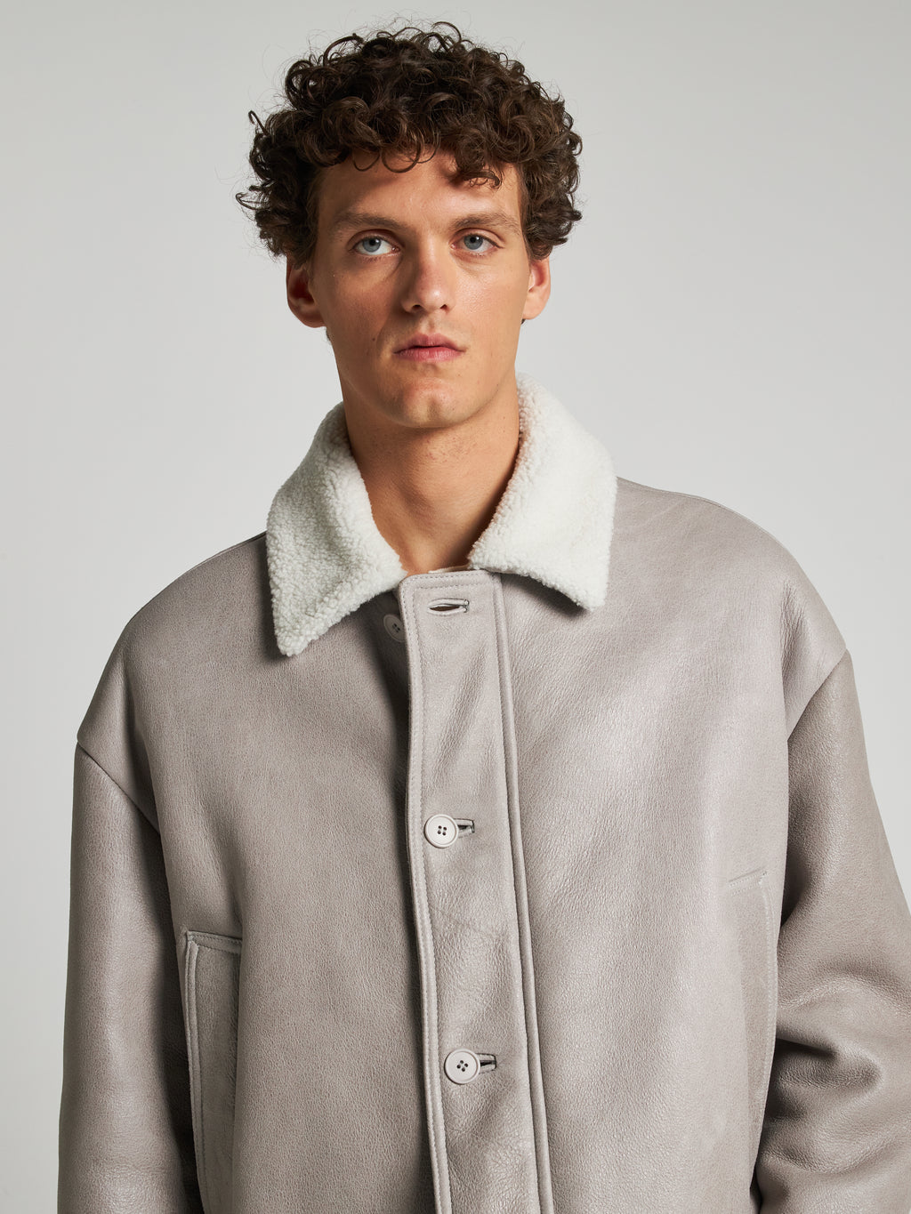 GIACCA IN SHEARLING - GREY/WHITE