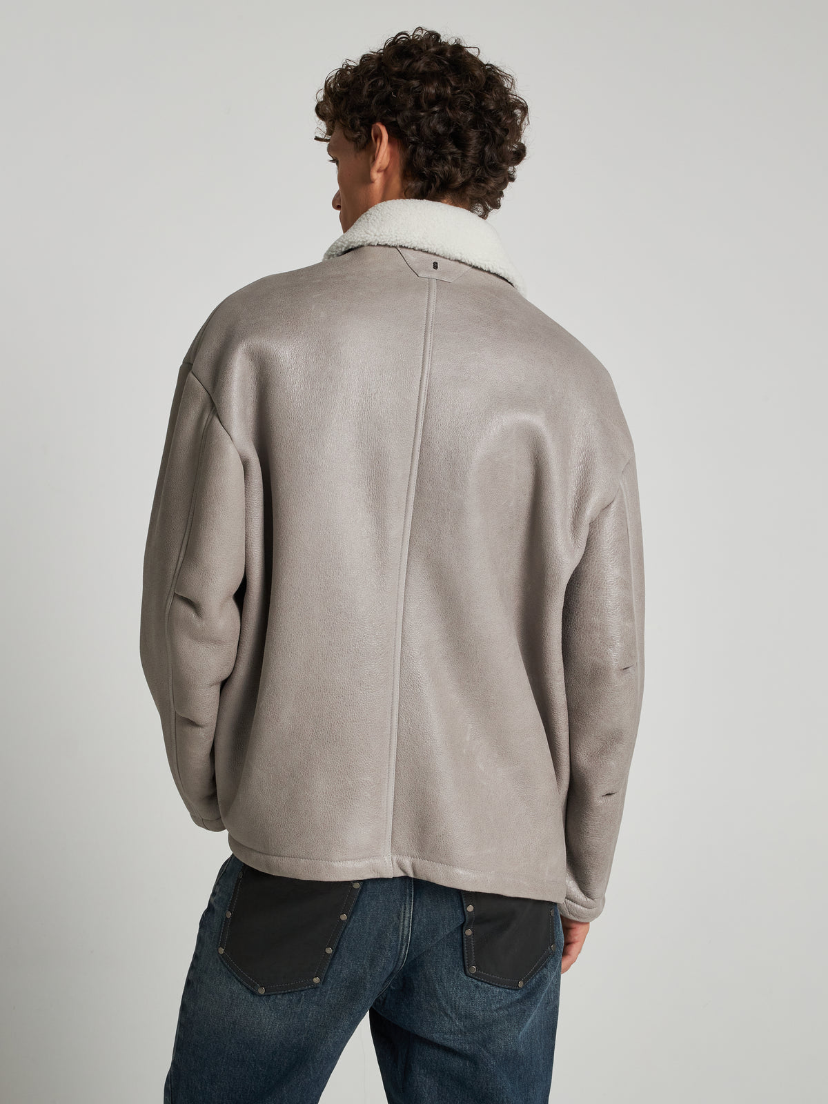 GIACCA IN SHEARLING - GREY/WHITE