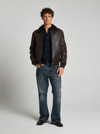 BOMBERJACKE AUS GEWACHSTEM SHEARLING - DUNKELBRAUN