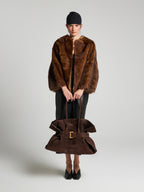 GIACCA IN SHEARLING - SAND/WHISKEY