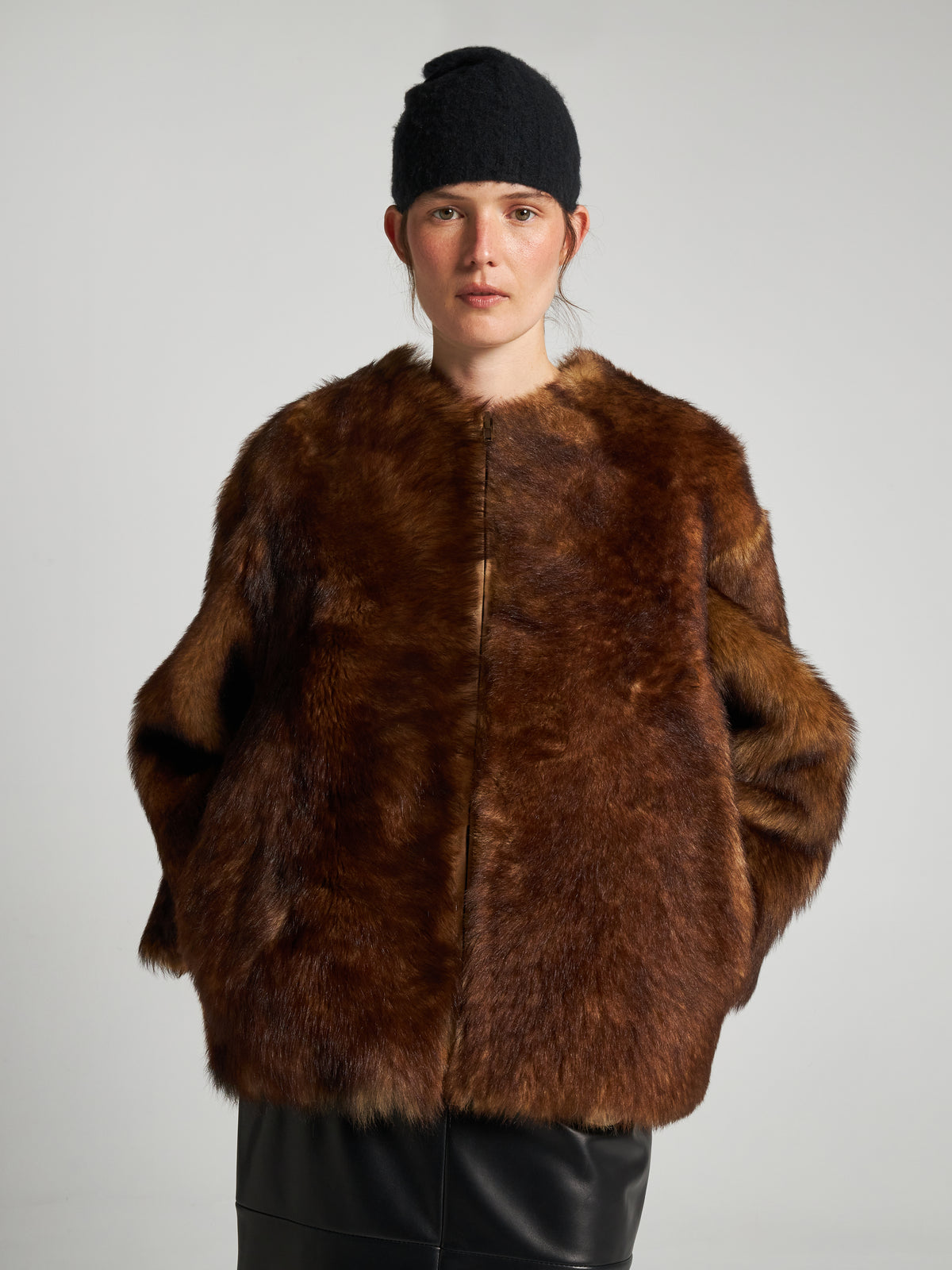 GIACCA IN SHEARLING - SAND/WHISKEY