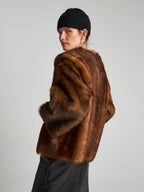 GIACCA IN SHEARLING - SAND/WHISKEY