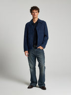 GIACCA IN PELLE SCAMOSCIATA - BLU