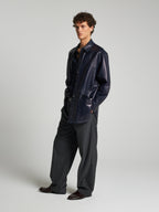 CAMICIA IN PELLE - BLU NAVY