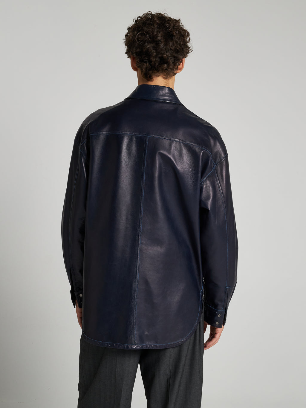 CAMICIA IN PELLE - BLU NAVY