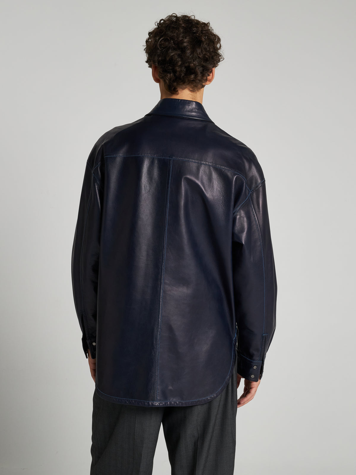CAMICIA IN PELLE - BLU NAVY