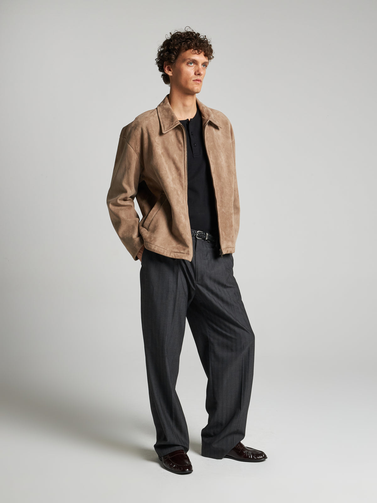 GIACCA IN PELLE SCAMOSCIATA - SAND