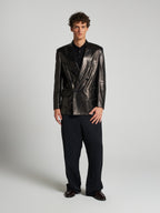 BLAZER DOPPIOPETTO IN PELLE - BLACK