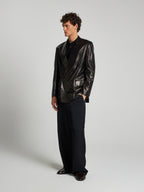 BLAZER DOPPIOPETTO IN PELLE - BLACK