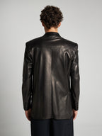 BLAZER DOPPIOPETTO IN PELLE - BLACK