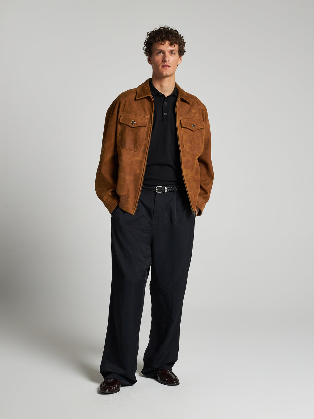 FAINTED EFFECT SUEDE BOMBER - CAMEL
