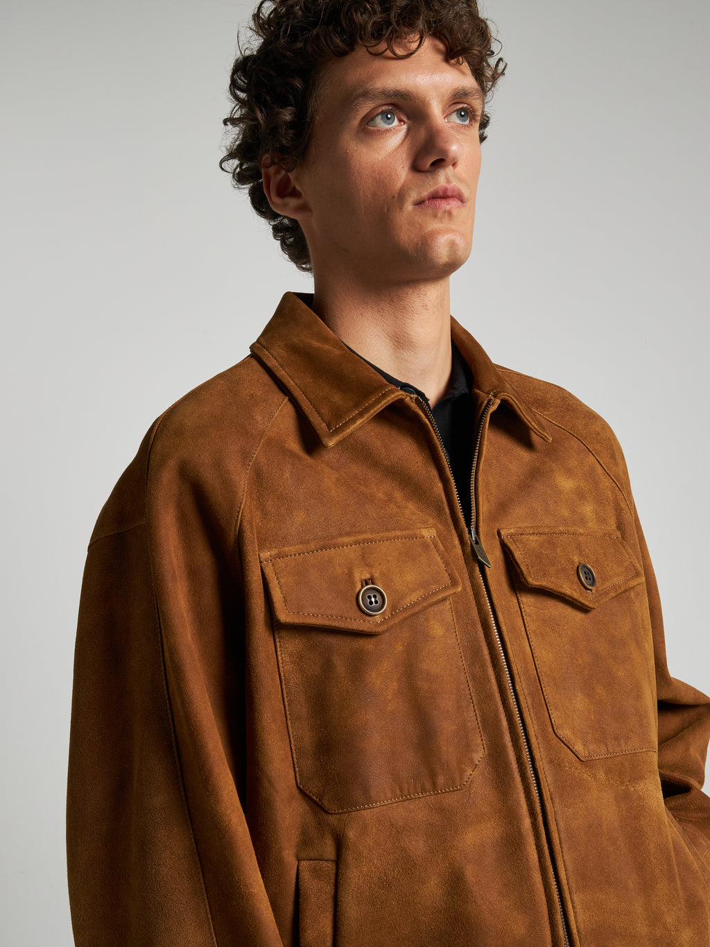 FAINTED EFFECT SUEDE BOMBER - CAMEL