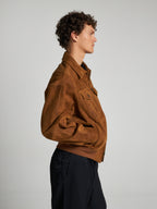 FAINTED EFFECT SUEDE BOMBER - CAMEL