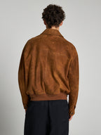 FAINTED EFFECT SUEDE BOMBER - CAMEL