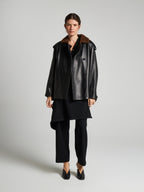 GIACCA DOPPIOPETTO CON COLLETTO IN SHEARLING - BLACK