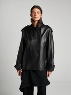 GIACCA DOPPIOPETTO CON COLLETTO IN SHEARLING - BLACK