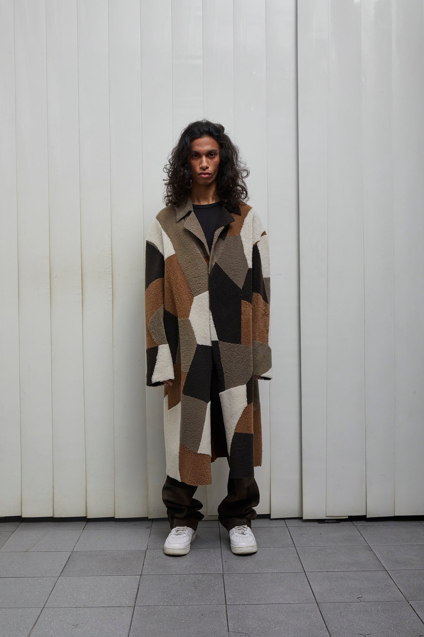 CAPPOTTO IN SHEARLING PATCH - BROWN