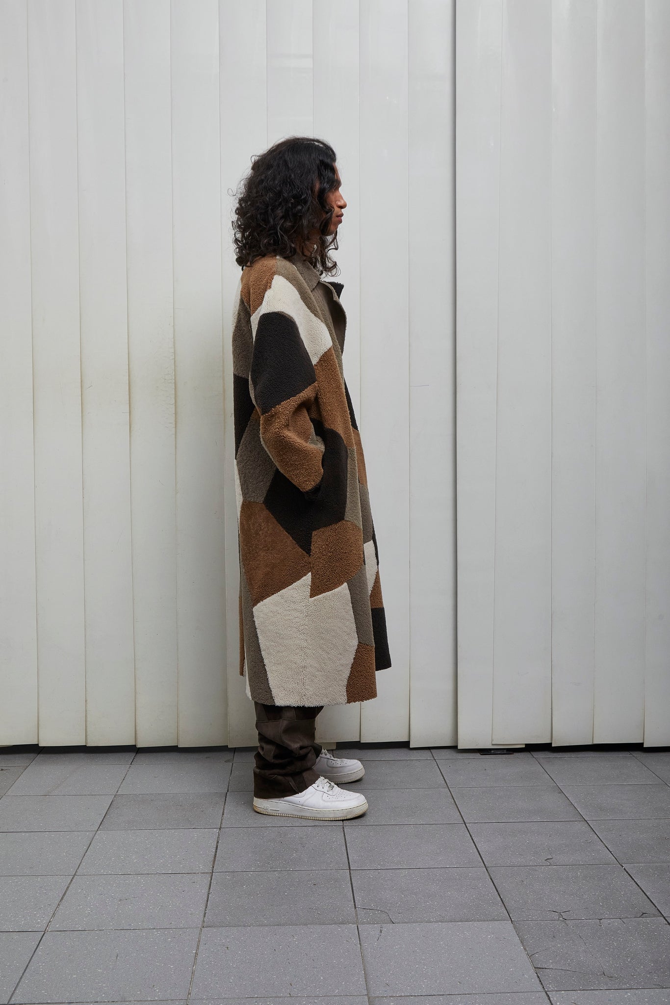 CAPPOTTO IN SHEARLING PATCH - BROWN