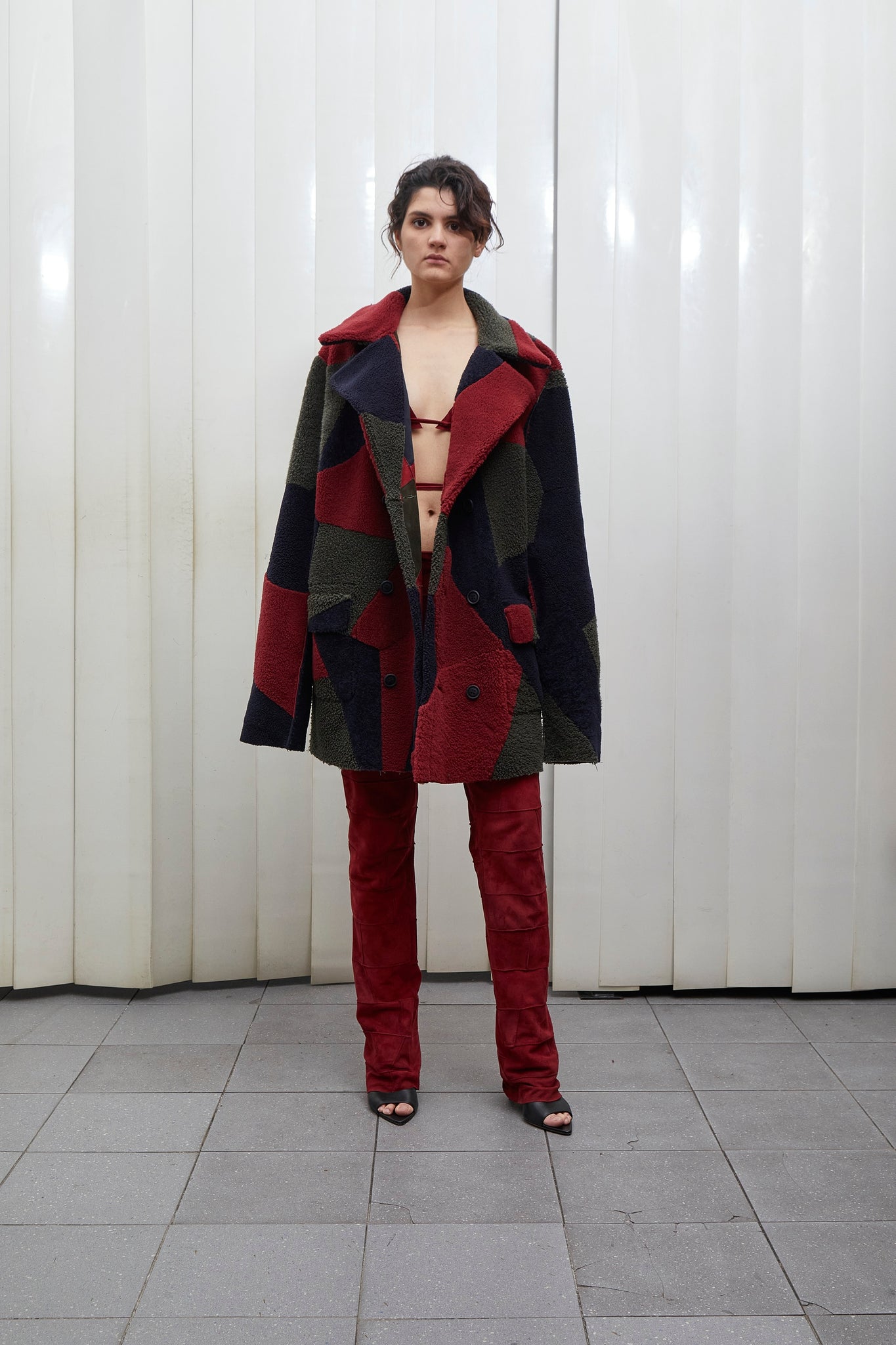 CAPPOTTO IN SHEARLING PATCH - RED